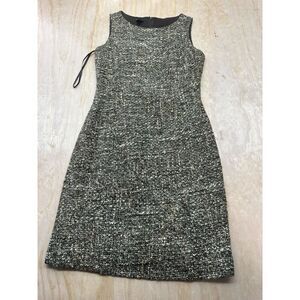 Talbots Tweed Sheath Dress Size 4 Green Brown Sleeveless Wool Blend